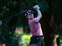 Chisato Iwai of Japan tees off on the 12th hole during Day Two of the KPMG Women's PGA Championship at Sahalee Country Club in Sammamish, Wa...