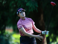 Chisato Iwai of Japan tees off on the 12th hole during Day Two of the KPMG Women's PGA Championship at Sahalee Country Club in Sammamish, Wa...