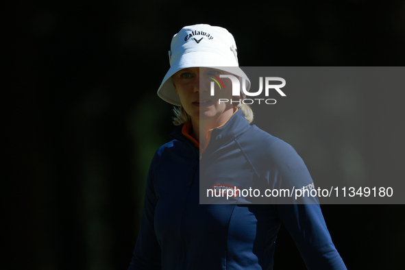 Madelene Sagstrom of Sweden walks on the 18th green during Day Two of the KPMG Women's PGA Championship at Sahalee Country Club in Sammamish...