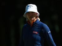 Madelene Sagstrom of Sweden walks on the 18th green during Day Two of the KPMG Women's PGA Championship at Sahalee Country Club in Sammamish...