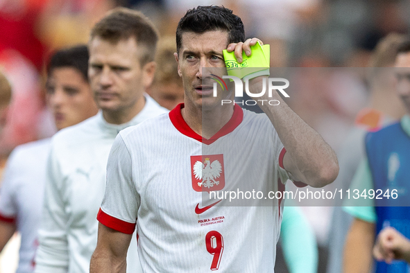 Robert Lewandowski is reacting after loosing match the UEFA Euro 2024 Group D match between Poland v Austria, at the Olympiastadion in Berli...