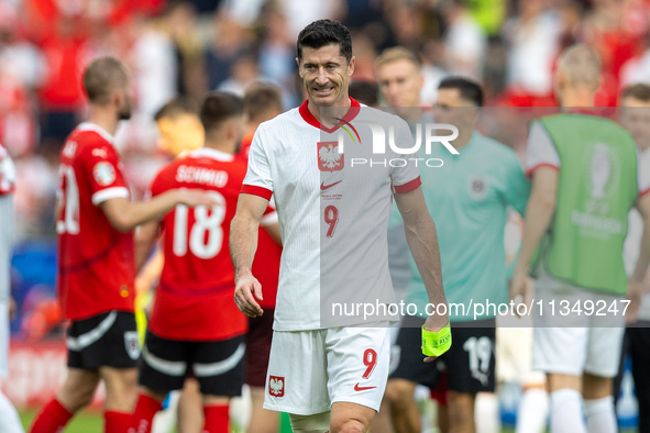 Robert Lewandowski is reacting after loosing match the UEFA Euro 2024 Group D match between Poland v Austria, at the Olympiastadion in Berli...