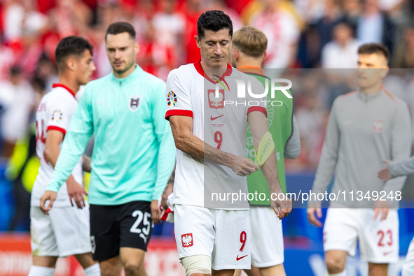 Robert Lewandowski is reacting after loosing match the UEFA Euro 2024 Group D match between Poland v Austria, at the Olympiastadion in Berli...