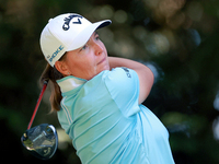 Perrine Delacour of France hits from the 16th tee during the second round of the KPMG Women's PGA Championship at Sahalee Country Club on Fr...