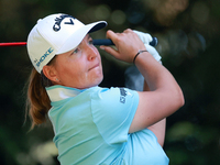 Perrine Delacour of France hits from the 16th tee during the second round of the KPMG Women's PGA Championship at Sahalee Country Club on Fr...