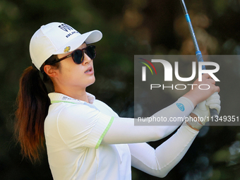 Yu Liu of China hits from the 16th tee during the second round of the KPMG Women's PGA Championship at Sahalee Country Club on Friday, June...