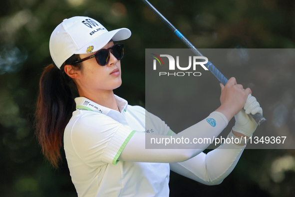 Yu Liu of China hits from the 16th tee during the second round of the KPMG Women's PGA Championship at Sahalee Country Club on Friday, June...