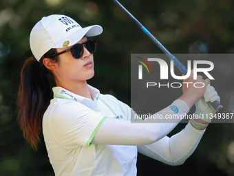 Yu Liu of China hits from the 16th tee during the second round of the KPMG Women's PGA Championship at Sahalee Country Club on Friday, June...