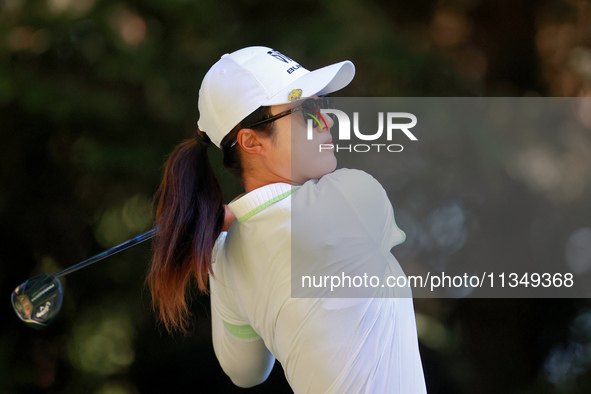 Yu Liu of China hits from the 16th tee during the second round of the KPMG Women's PGA Championship at Sahalee Country Club on Friday, June...