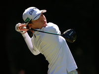 Hinako Shibuno of Japan tees off on the 7th hole during Day Two of the KPMG Women's PGA Championship at Sahalee Country Club in Sammamish, W...