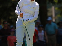 Hinako Shibuno of Japan tees off on the 7th hole during Day Two of the KPMG Women's PGA Championship at Sahalee Country Club in Sammamish, W...