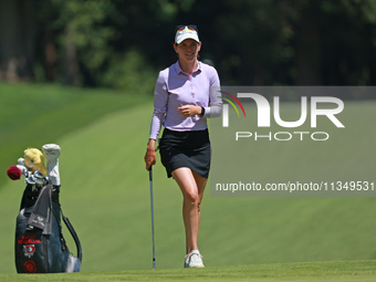 Sarah Schmelzel of the United States looks over the 18th green during Day Two of the KPMG Women's PGA Championship at Sahalee Country Club i...