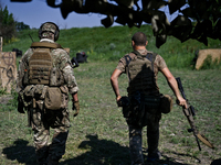 A combat squad of a reconnaissance unit of the 128th separate mountain assault brigade of the Zakarpattia region is being seen before the st...