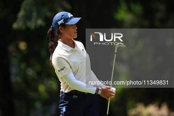 Celine Boutier of France follows her shot toward the 6th green during Day Two of the KPMG Women's PGA Championship at Sahalee Country Club i...