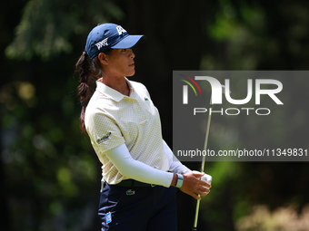 Celine Boutier of France follows her shot toward the 6th green during Day Two of the KPMG Women's PGA Championship at Sahalee Country Club i...