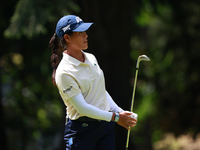 Celine Boutier of France follows her shot toward the 6th green during Day Two of the KPMG Women's PGA Championship at Sahalee Country Club i...