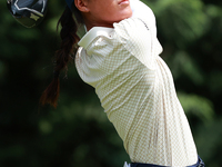 Celine Boutier of France tees off on the 7th tee during Day Two of the KPMG Women's PGA Championship at Sahalee Country Club in Sammamish, W...