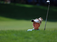 Nelly Korda of the United States follows her fairway shot on the first hole during Day Two of the KPMG Women's PGA Championship at Sahalee C...