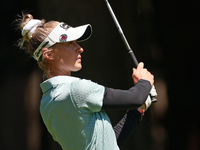 Nelly Korda of the United States follows her fairway shot on the second hole during Day Two of the KPMG Women's PGA Championship at Sahalee...