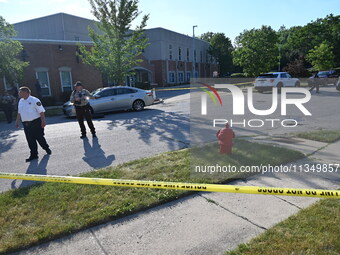 Four people are being shot in a mass shooting during a repass service at the Salvation Army Center in South Chicago Suburbs in Blue Island,...