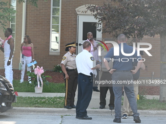 Four people are being shot in a mass shooting during a repass service at the Salvation Army Center in South Chicago Suburbs in Blue Island,...