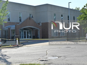 Four people are being shot in a mass shooting during a repass service at the Salvation Army Center in South Chicago Suburbs in Blue Island,...