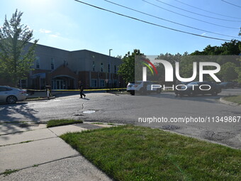 Four people are being shot in a mass shooting during a repass service at the Salvation Army Center in South Chicago Suburbs in Blue Island,...