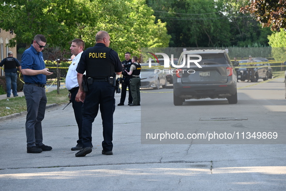 Four people are being shot in a mass shooting during a repass service at the Salvation Army Center in South Chicago Suburbs in Blue Island,...