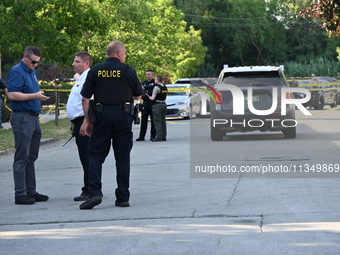 Four people are being shot in a mass shooting during a repass service at the Salvation Army Center in South Chicago Suburbs in Blue Island,...