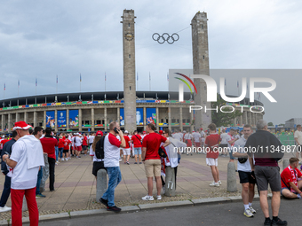 Fans are gathering before   the UEFA Euro 2024 Group D match between Poland v Austria, at the Olympiastadion in Berlin,Germany, on June 21,...