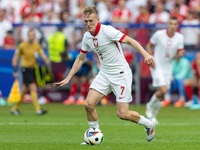 Karol Swiderski  is playing during the UEFA Euro 2024 Group D match between Poland v Austria, at the Olympiastadion in Berlin,Germany, on Ja...