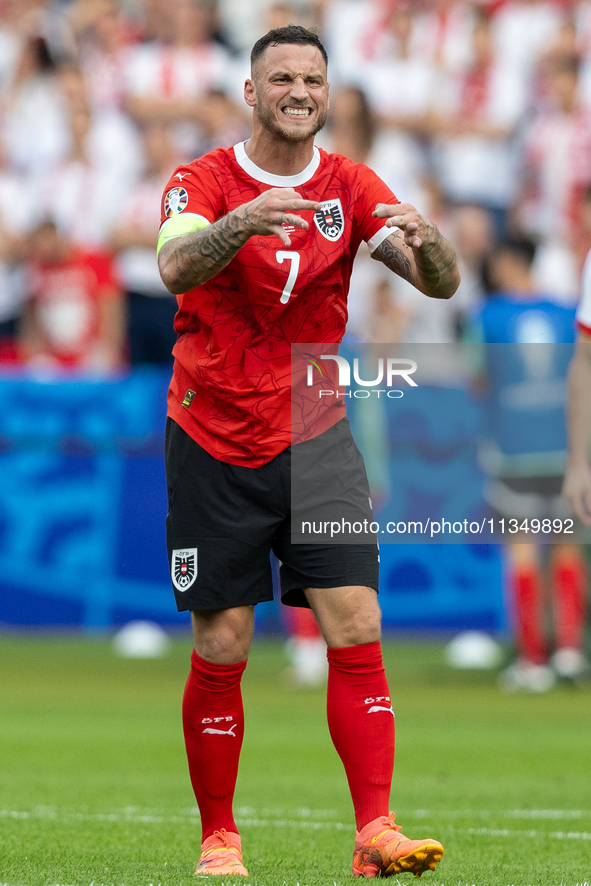 Marko Arnautovic  is playing during the UEFA Euro 2024 Group D match between Poland v Austria, at the Olympiastadion in Berlin,Germany, on J...