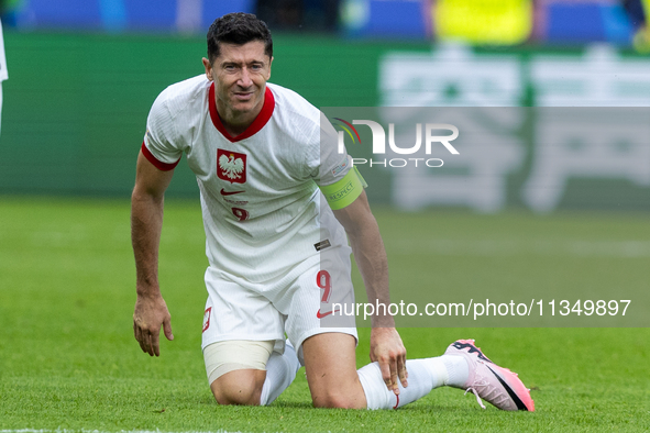 Robert Lewandowski  is playing during the UEFA Euro 2024 Group D match between Poland v Austria, at the Olympiastadion in Berlin,Germany, on...