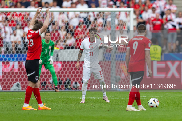 Nicola Zalewski  is playing during the UEFA Euro 2024 Group D match between Poland v Austria, at the Olympiastadion in Berlin,Germany, on Ja...