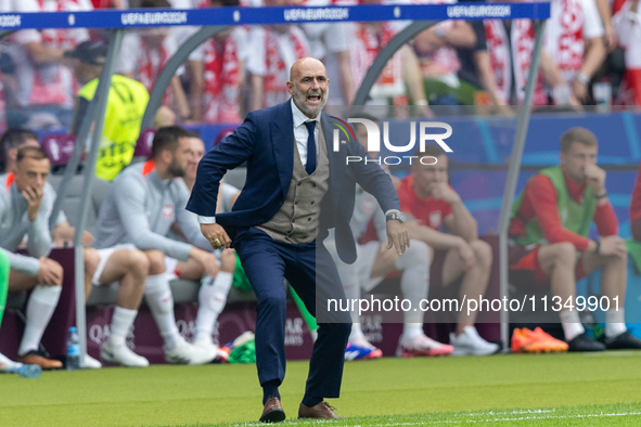 Trener Michal Probierz is reacting during the UEFA Euro 2024 Group D match between Poland v Austria, at the Olympiastadion in Berlin,Germany...