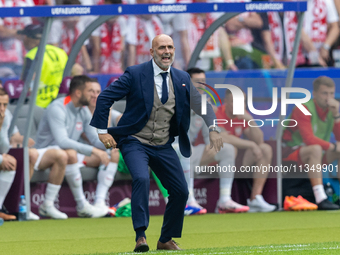 Trener Michal Probierz is reacting during the UEFA Euro 2024 Group D match between Poland v Austria, at the Olympiastadion in Berlin,Germany...