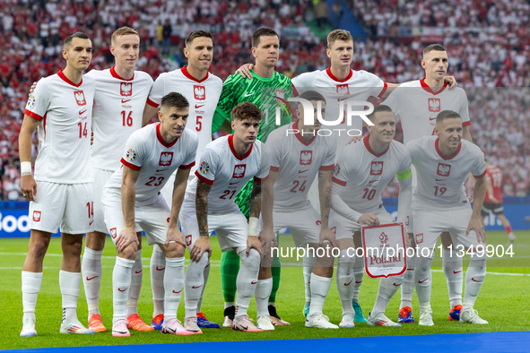 Poland team is posing  during the UEFA Euro 2024 Group D match between Poland v Austria, at the Olympiastadion in Berlin,Germany, on January...