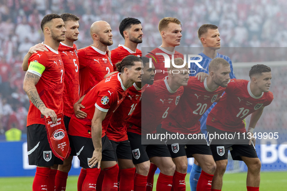 Austria team is posing during the UEFA Euro 2024 Group D match between Poland v Austria, at the Olympiastadion in Berlin,Germany, on January...