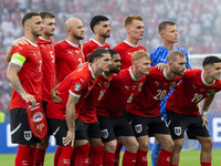 Austria team is posing during the UEFA Euro 2024 Group D match between Poland v Austria, at the Olympiastadion in Berlin,Germany, on January...