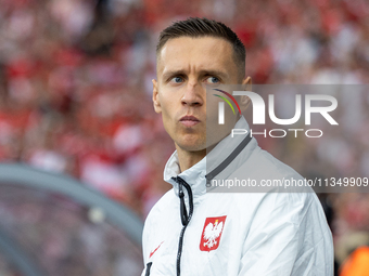 Przemyslaw Frankowski  is walking onto the pitch during the UEFA Euro 2024 Group D match between Poland v Austria, at the Olympiastadion in...