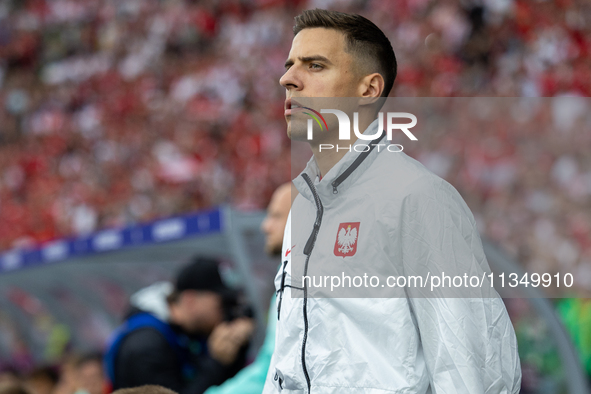 Jan Bednarek  is walking onto the pitch during the UEFA Euro 2024 Group D match between Poland v Austria, at the Olympiastadion in Berlin,Ge...