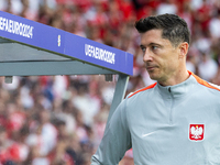 Robert Lewandowski  is standing during the UEFA Euro 2024 Group D match between Poland v Austria, at the Olympiastadion in Berlin,Germany, o...