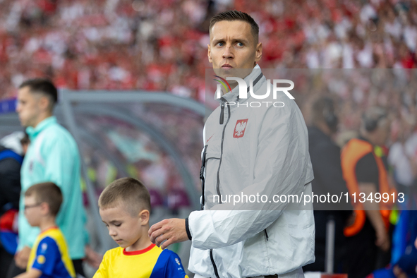 Przemyslaw Frankowski  is walking onto the pitch during the UEFA Euro 2024 Group D match between Poland v Austria, at the Olympiastadion in...