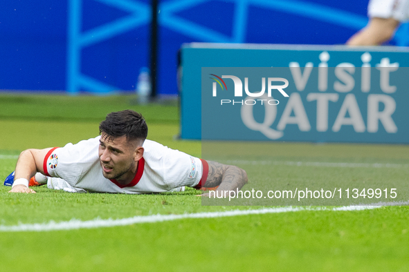 Jakub Moder  is playing during the UEFA Euro 2024 Group D match between Poland v Austria, at the Olympiastadion in Berlin,Germany, on Januar...