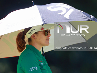 Hannah Green of Australia waits on the 3rd fairway during the second round of the KPMG Women's PGA Championship at Sahalee Country Club on F...