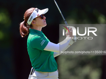 Hannah Green of Australia hits on the 3rd fairway during the second round of the KPMG Women's PGA Championship at Sahalee Country Club on Fr...