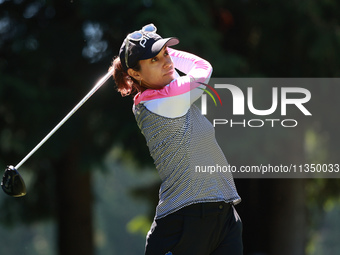 Paula Reto of South Africa tees off on the 7th hole during Day Two of the KPMG Women's PGA Championship at Sahalee Country Club in Sammamish...