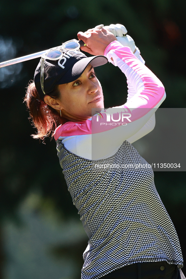 Paula Reto of South Africa tees off on the 7th hole during Day Two of the KPMG Women's PGA Championship at Sahalee Country Club in Sammamish...