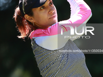 Paula Reto of South Africa tees off on the 7th hole during Day Two of the KPMG Women's PGA Championship at Sahalee Country Club in Sammamish...