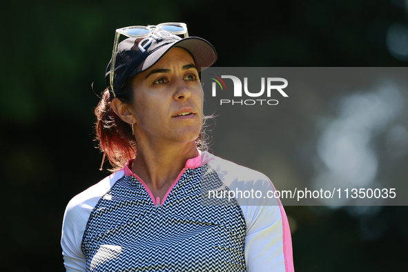 Paula Reto of South Africa tees off on the 7th hole during Day Two of the KPMG Women's PGA Championship at Sahalee Country Club in Sammamish...